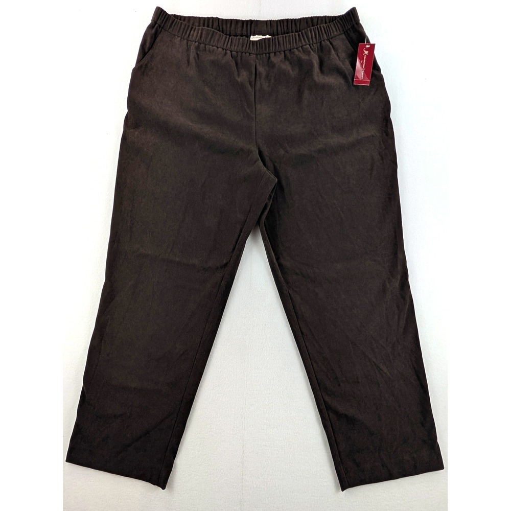 JM Collection Womens 20W Brown Faux Suede Pull On Straight Leg Pants NWT